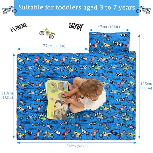 Image of Toddler Nap Mat for Preschool 50''x30'' Sleeping Mat with Removable Pillow and Minky Blanket for Kids Ages 3-7 Roll Up Soft Sleeping Bag for Boys Girls Kindergarten Daycare Sleepover