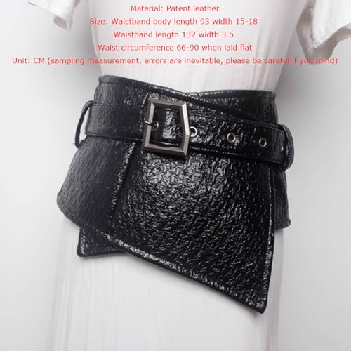 Fashionable and Versatile Waist Belt Bright Black Wide Belt Matching Suit and Shirt Waist Belt for Decorative Dress2
