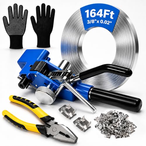 Ktolplao 164ft Stainless Steel Banding Kit 304 Steel Strapping Kit 3/8