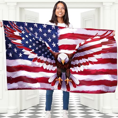 American Eagle Flag - Funny USA Flag large 5x3 ft (100Den polyester, double stitched, 2 metal eyelets)