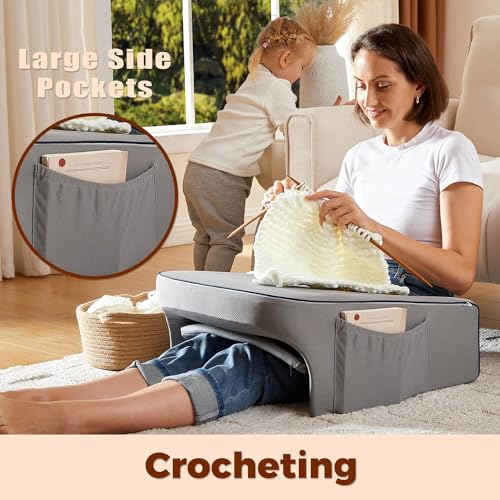 Image of cooloo8 Reading Pillow for Bed, Gaming Pillow for Lap, Petite Adults, Teens Arm Rest Pillow, Memory Foam Lap Desk Pillow for Reading, Working, Playing, Crocheting in Bed Couch(Grey)