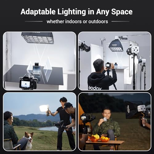 Image of Godox ML60IIBi Bi-Color LED Video Light,70W Portable COB Continuous Output Lighting 2800K-6500K CRI 96+ /TLCI 97+,11 FX Effects, APP Control Ultra-Quiet Handheld LED Light with AK-B01 Battery Base