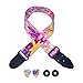 Art Tribute Guitar Strap For Acoustic, Electric and Bass Guitar, Adjustable Pink Woven Guitar Strap W/FREE BONUS 2 Picks + Strap Locks + Strap Button. Gift Set For Men & Women Guitar players