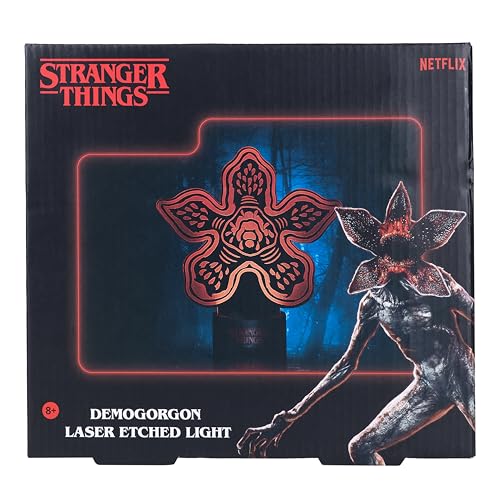 Fizz Creations Stranger Things Demogorgon Laser Etched Light – Officially Licensed LED Lamp with Eerie Red Glow, USB or Battery Powered Night Light for Fans & Home Decor
