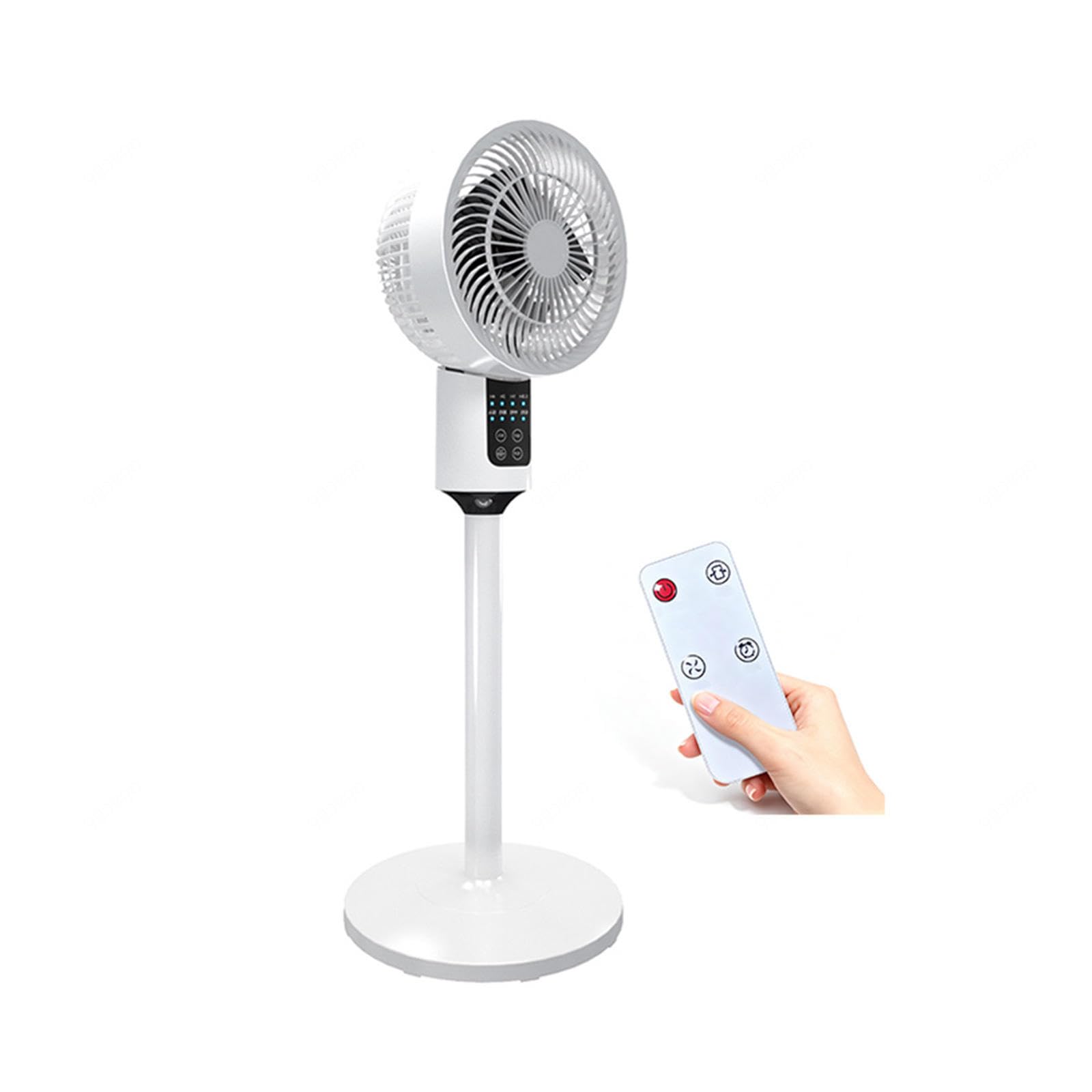 Ventilador de Pie Potente 3 Velocidades, Temporizador, Altura Regulable, Difusión Gran Angular, con Mando a Distancia Para Escritorio y Suelo