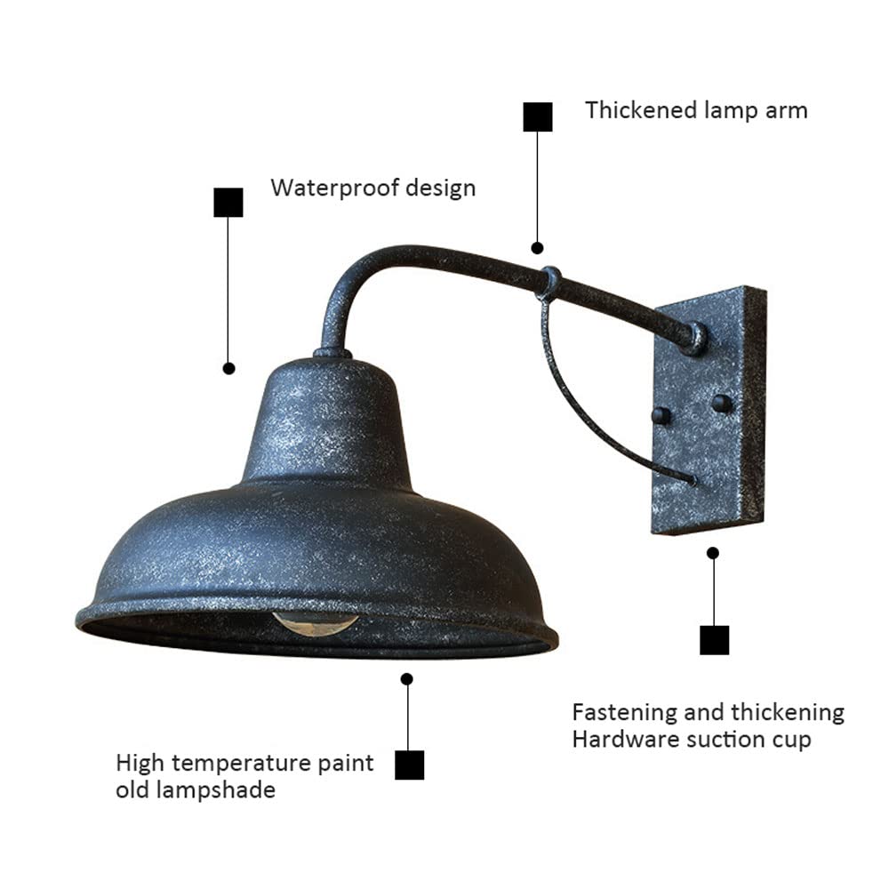 Aplique de pared para exteriores, luz de granero con cuello de cisne de granja, luces de montaje en pared exterior, lámpara de pared con farol de pared negro mate, para iluminación exterior para