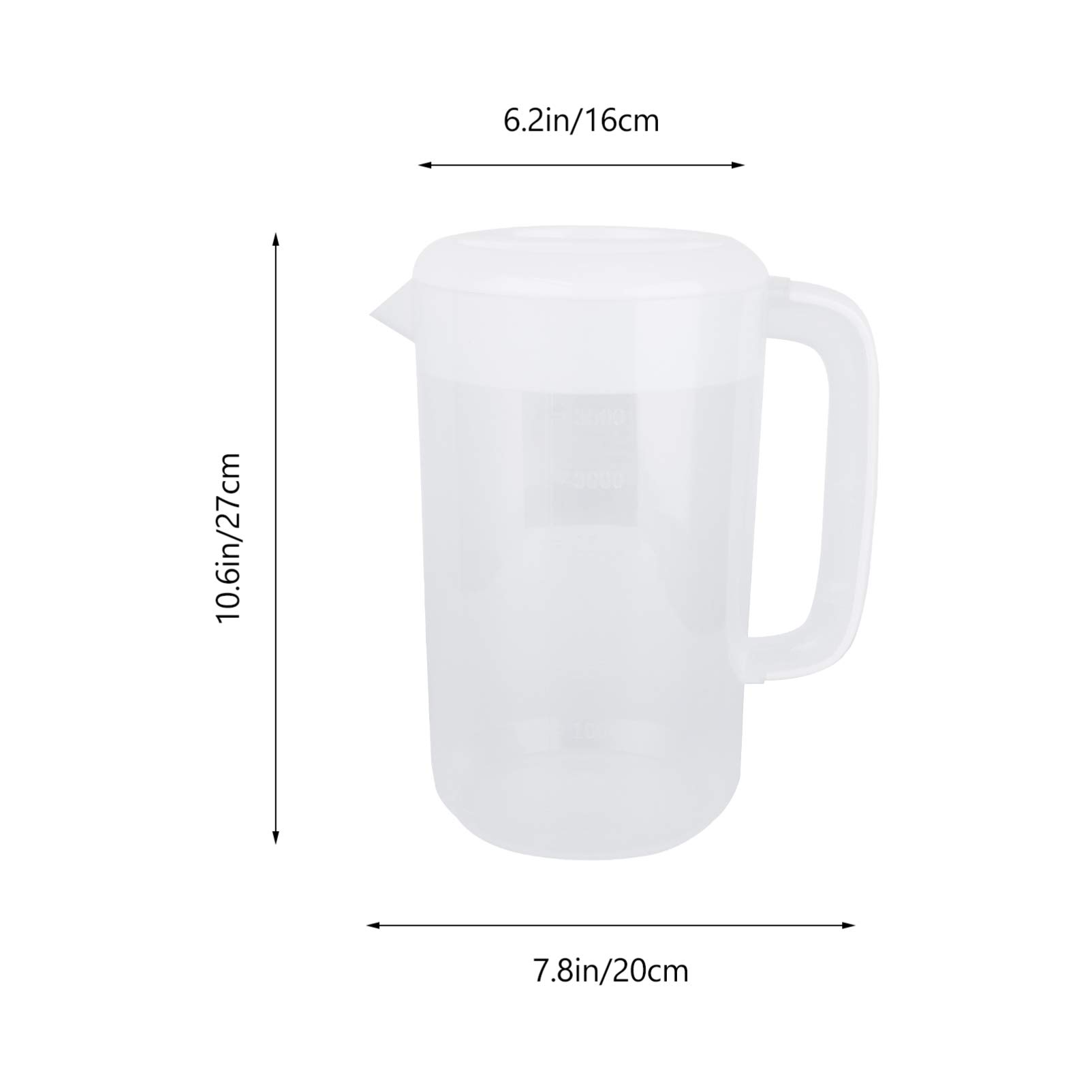 HEMOTON Jarra para bebidas con tapa, 4 litros, de plástico, transparente, grande, para zumo de agua fría, para fiestas, hogar, cocina, con escala y mango cómodo