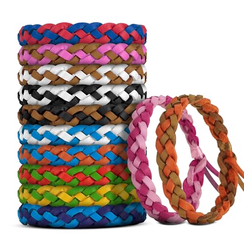 12 pack mosquito repellent bracelets deet-free natural bands pu leather insect amp bug repellent wrist bands for kids amp adults individually wrapped