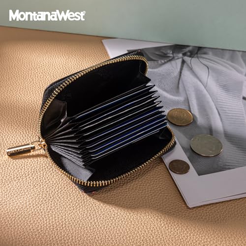 Image of Montana West Credit Card Holder Small RFID Wallet Compact Mini Card Organizer Case with Zipper Gifts