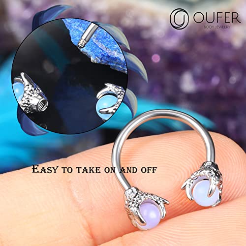 Oufer 316L Surgical Steel Circular Earrings Two White Opals Surrounded By Dragon Claws Cartilage Earing Ear Body Piercing Jewelry Helix Earrings Piercing… #TOP2