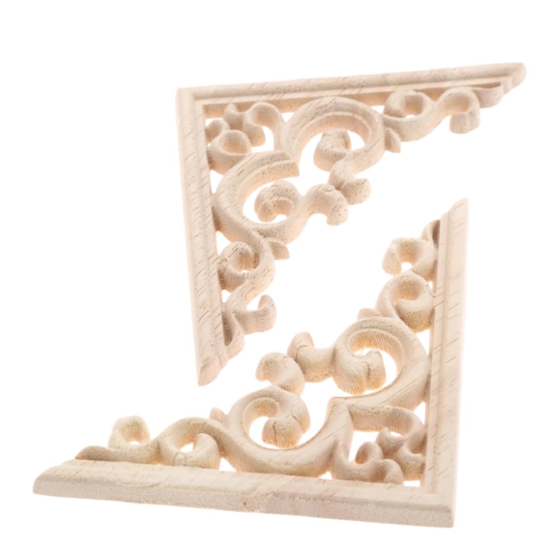 Applique In Legno Per Mobili 8 Pezzi Di Decorazioni Angolari In Legno Intagliato Non Verniciate Adatte Per Armadi Guardaroba Angoli Porte E Decorazioni Per Letti Dimensioni 20 * 20cm
