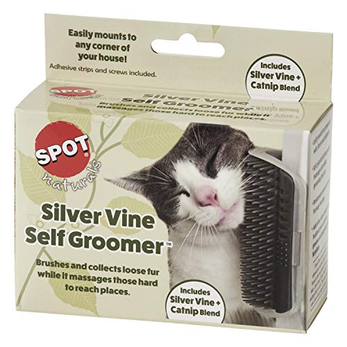 Image of SPOT Naturals Silver Vine Cat Self Groomer, Includes Silver Vine and Catnip Blend and Easily Mounts to Any Corner of Your House, Quick Cleaning