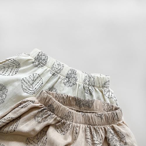 Baby Cotton Linen Long Bloomers Soft Cotton Striped Harem Pants for Boys Girls Elastic Waist Long Pants Bloomers 3-4 Years 13 Khaki4