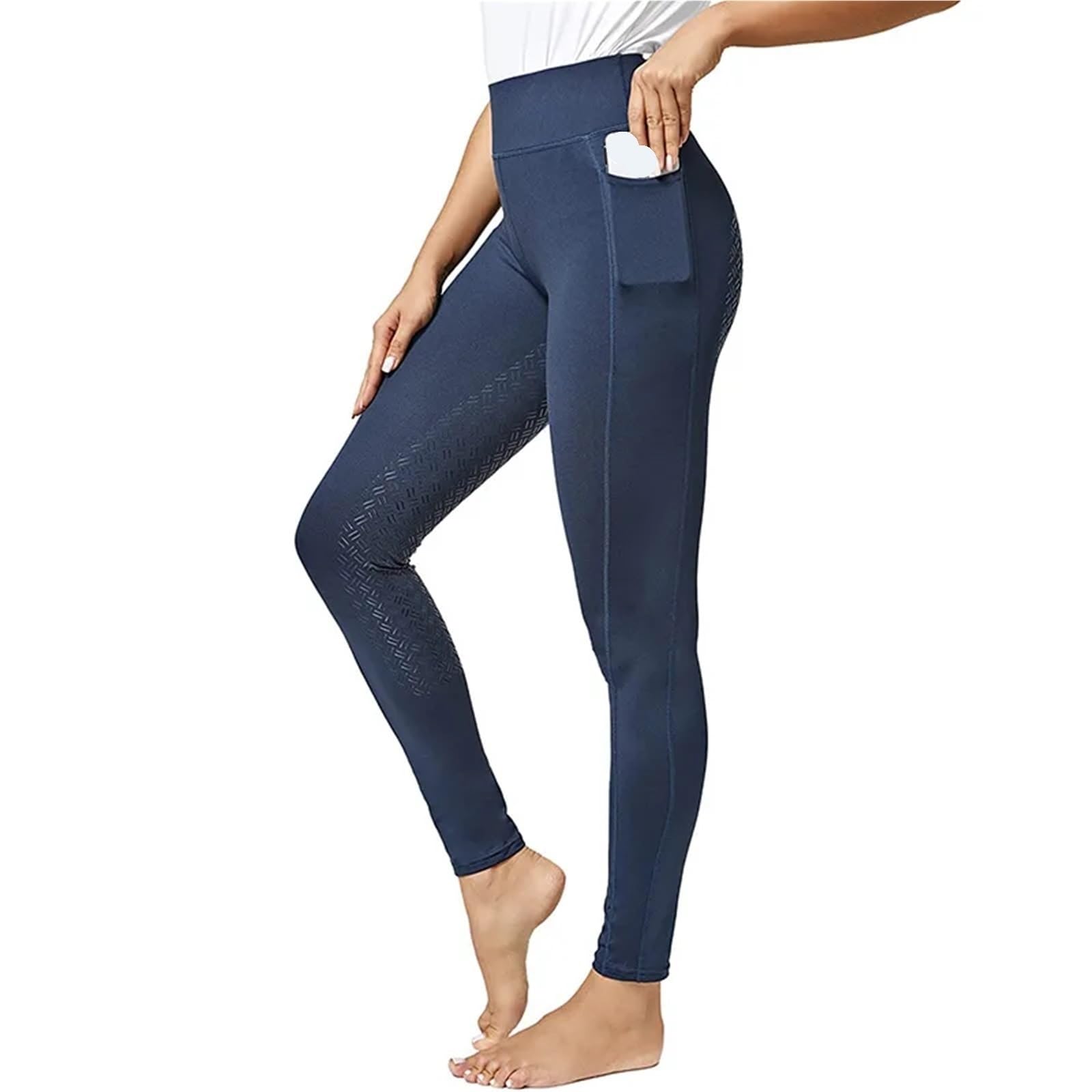 Pantaloni da Equitazione Pantaloni da Equitazione Aderenti in Silicone con Seduta Completa, Donna, Sportivi, Elasticizzati, a Vita Alta, in Gomma antigoccia per Sport