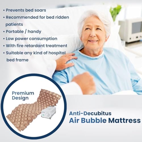 Image of TenTabs Anti Bedsore Air Mattress with Pump for Bedridden Patients | Alternating Pressure Air Mattress | Medical Air Bed for Patients, Elderly & Home Care | Hospital Bed Mattress
