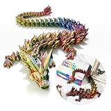 Dak Haan 30 ”Large 3D Dragon,Flexible Articulated Dragon,Crystal Dragon Toy, 3D Printed Gift for Festival ，Home Decoration, Executive Desk Decorations,Easter Gifts(Gold red Blue)