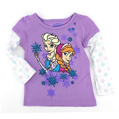 Disney Girls' Frozen Anna and Elsa Long-Sleeve Twofer Shirt