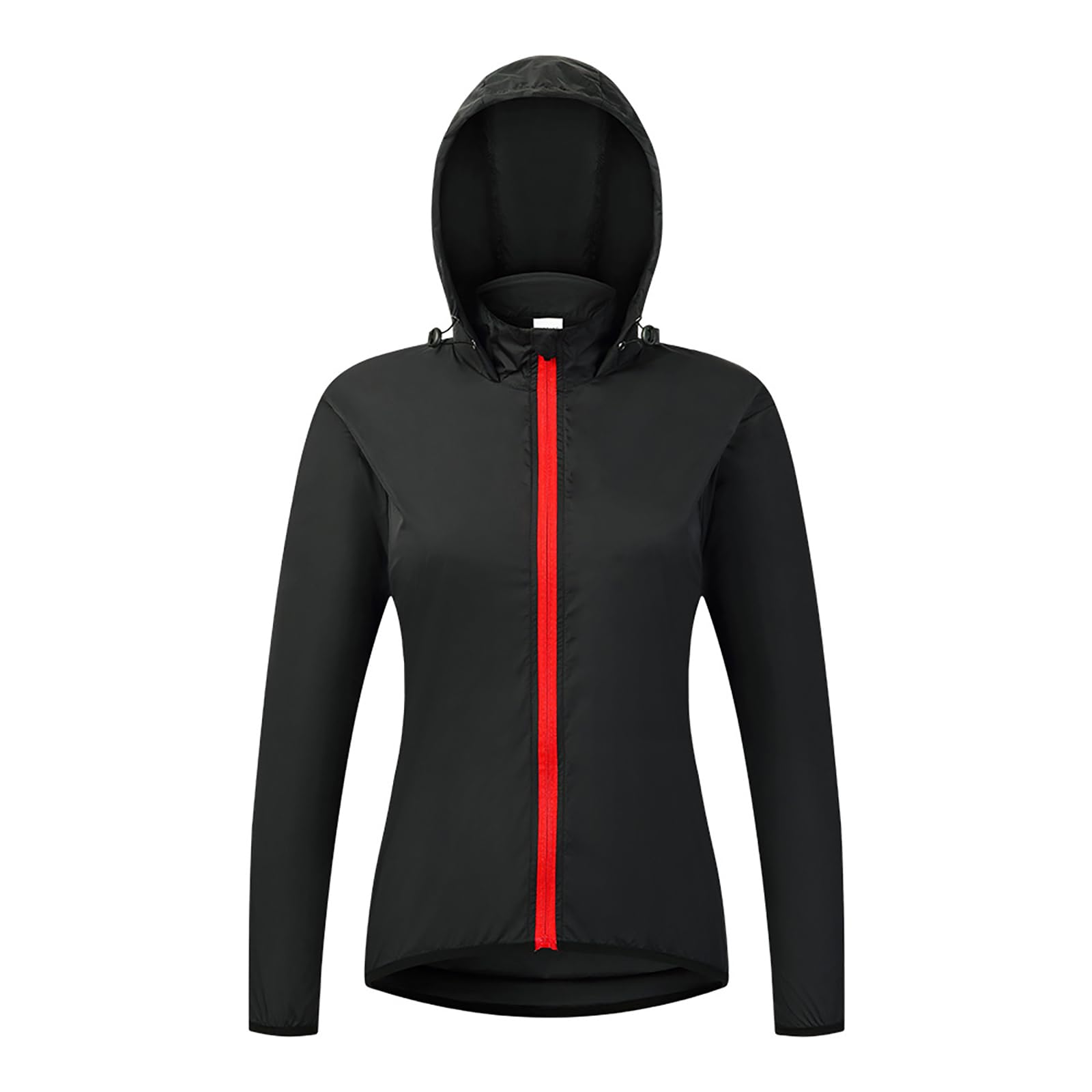 Chaqueta de Ciclismo y Running para Mujer con Tiras Reflectantes y Cremallera, Impermeable, Cortavientos, Ligera y Transpirable para Correr, Ciclismo y Jogging,Black-M