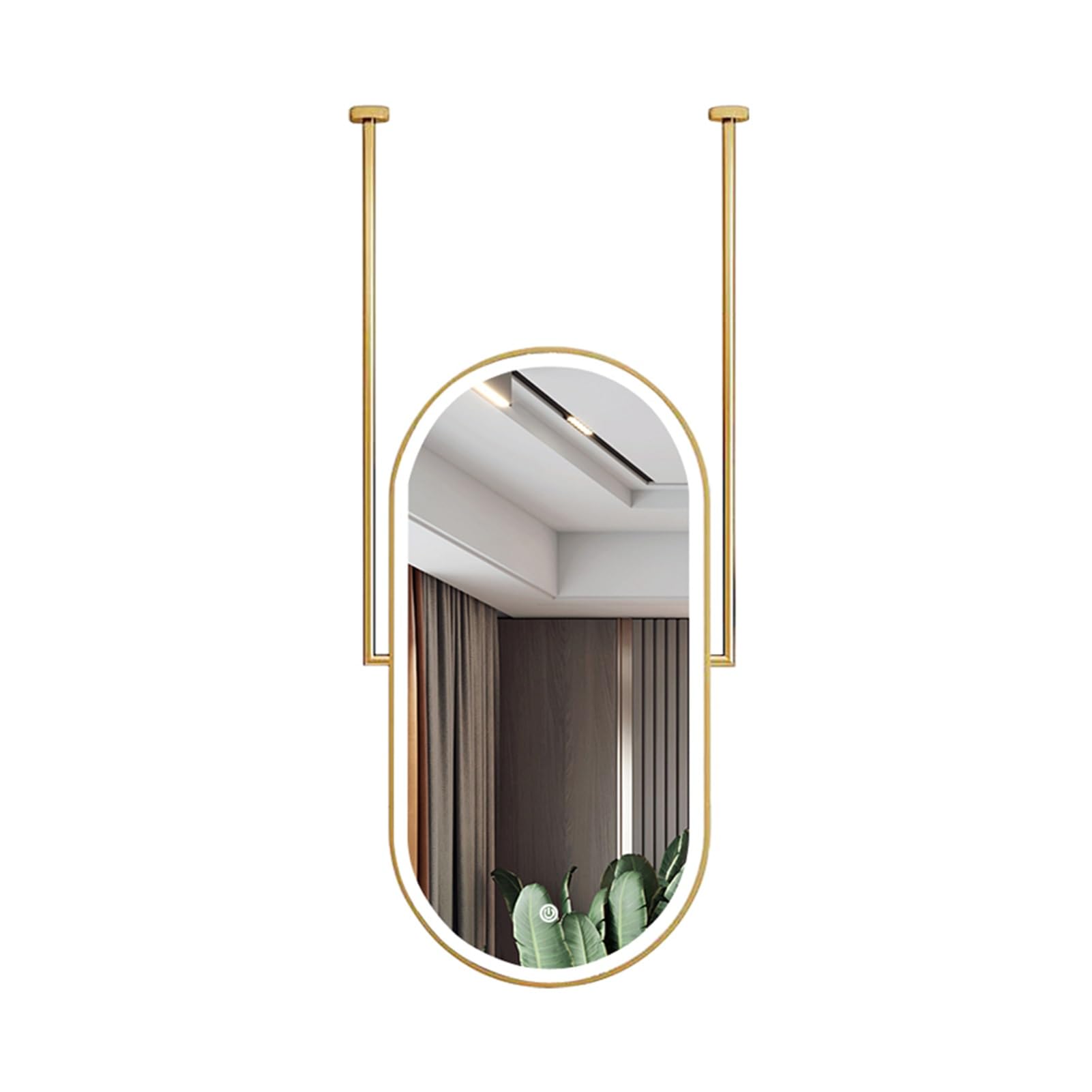 MESOVFCA LED Bathroom Mirror, Oval Ceiling with 3 Colors and Dimmable Lights, Suitable for Entryways, Cloakrooms, Home Decor(Gold,50x100cm)