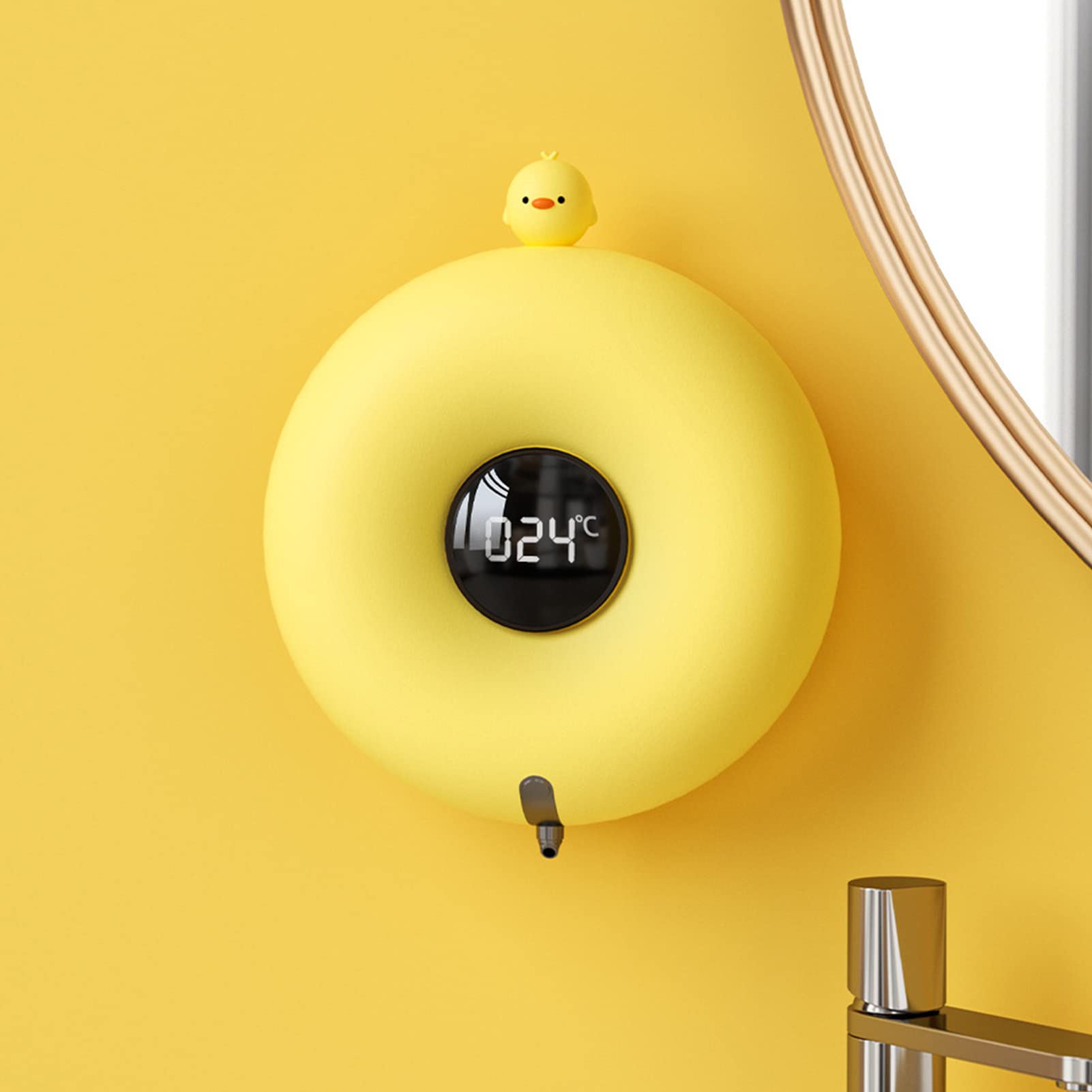 Yosoo Health Gear Automatischer Schaumseifenspender, Berührungsloser ABS-Seifenspender mit Infrarot-Induktion, LED-Anzeige, USB-C-Aufladung, 280 Ml für Badezimmer, Küche, Heimbüro (Yellow)