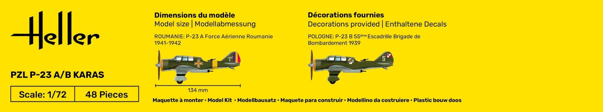 Heller 1:72 Gift Set - PZL 23 Karas, Unpainted - Image 4