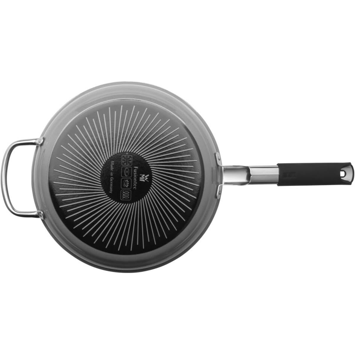 WMF Fusiontec Mineral Bratpfanne Induktion 28 cm, mit Gegengriff, High-Tech Keramik, abnehmbare Hitzschutz-Silikonhülle, kratzfest, grau