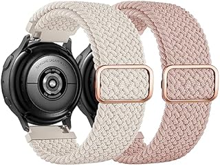 AK 2 Stück Ersatzarmband Kompatibel mit Samsung Galaxy Watch5/4 40mm 44mm/Galaxy Watch3 41mm/Active2 44mm 40mm, 20mm Weiches Sports Geflochtenes Nylon Armbänder Damen Herren