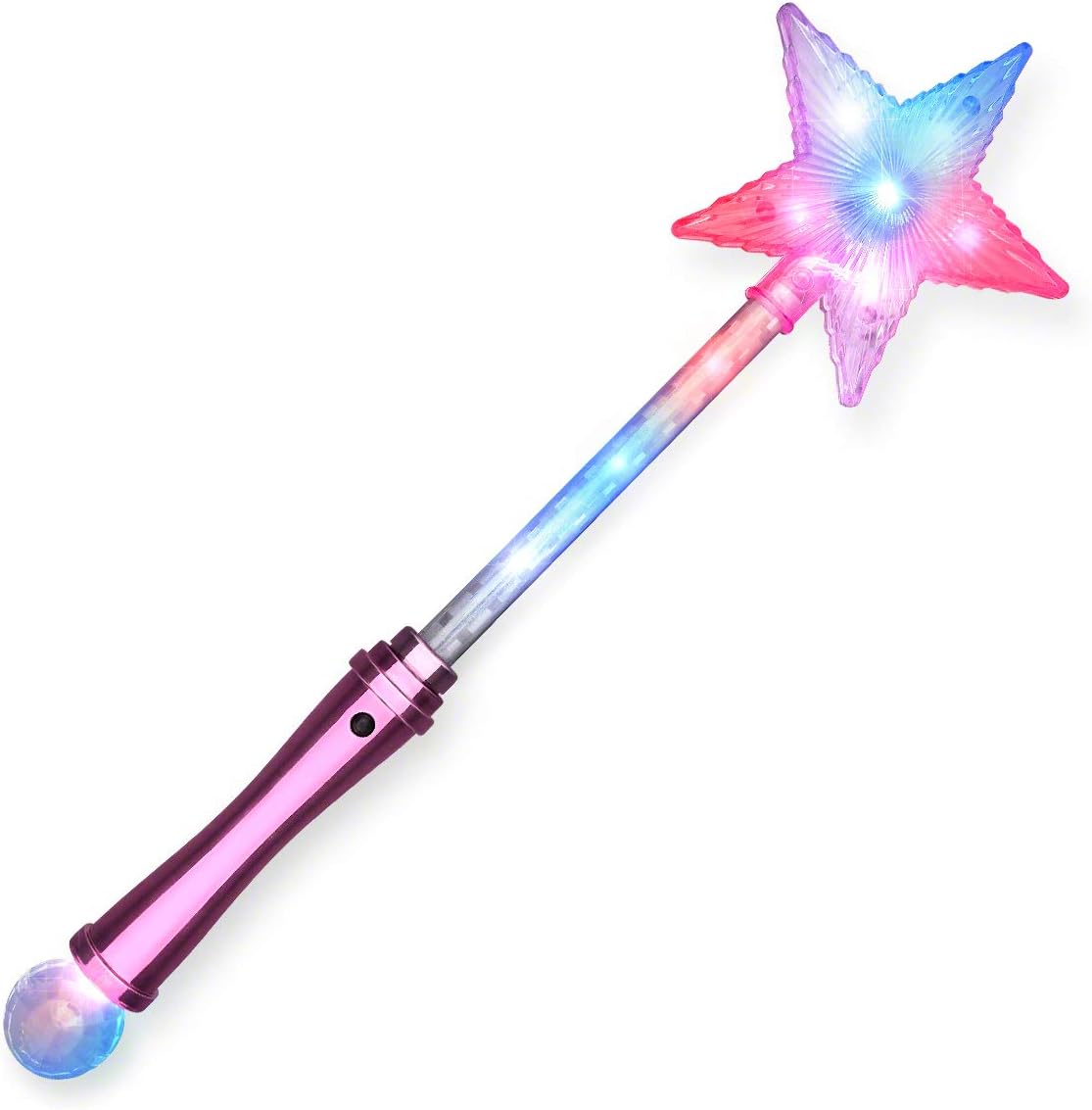 FlashingBlinkyLights Pink Super Star Princess LED Light Up Magic Wand for Kids