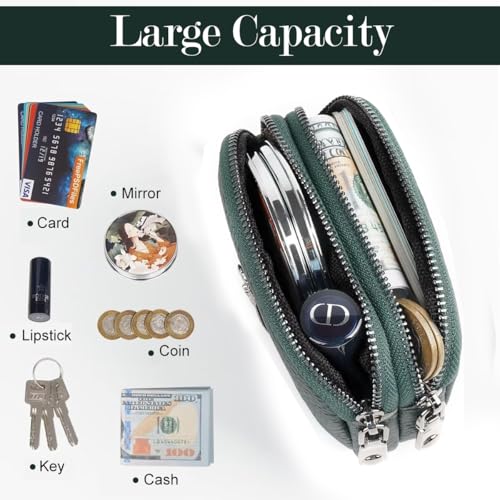 Image of PALAY Women Coin Bag Utility Double Layer PU Small Bag Zipper Pouch Coin Bag Card Bag Purse Bag Cash Bag Birthday Gift Christmas Gift for Women, 11.5x4x7.5cm