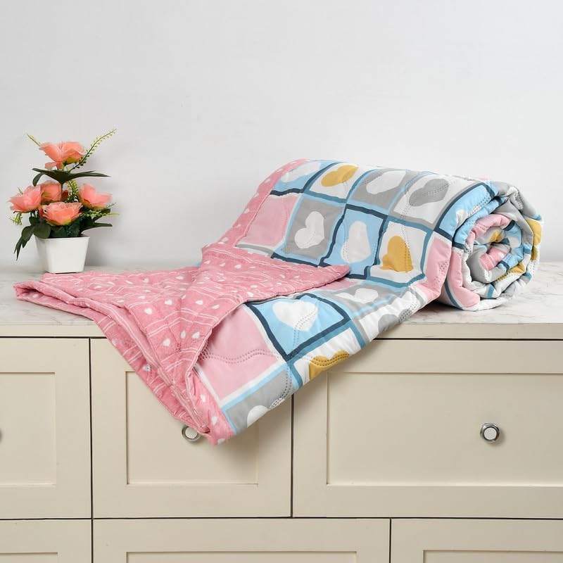 ROMAN HOME Blanket Cotton 56 x 88 inch, 155 x 220 CM. Ac Comforter and Cooling | Classic Printed Design | Quilt | Dohar Single Bed Quilt Ideal for Gifting (1, DIL)-picture-19