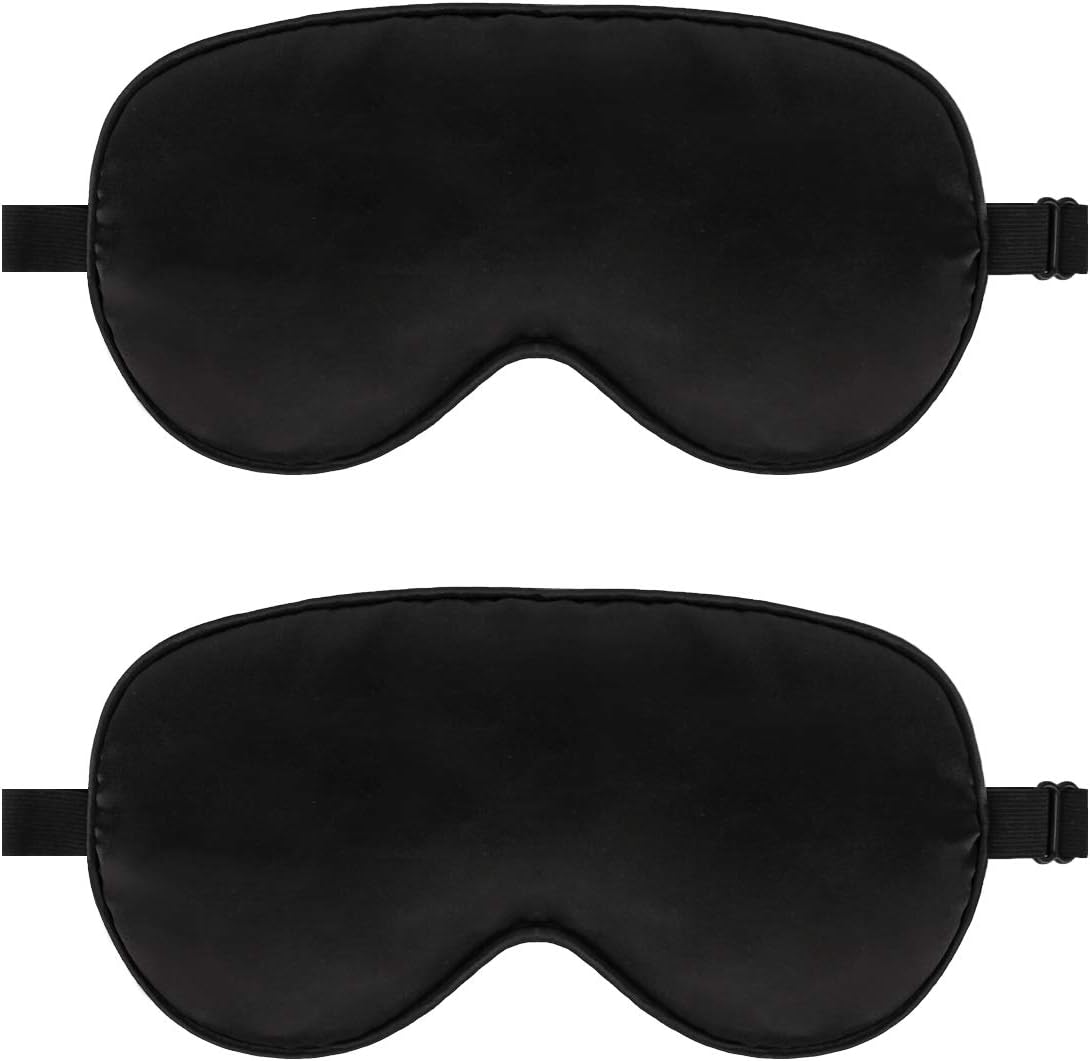 Sleeping Eye Mask for Men Women, Sdoot 2 Pack Super Soft Silk Sleep Mask Eye Cover for Sleeping, Black