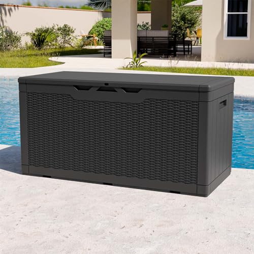 Patiowell 100 Gallon Resin Deck Box, Waterproof Large Outdoor Storage Box With Padlock For Patio Furniture And Garden Tools thumb #1