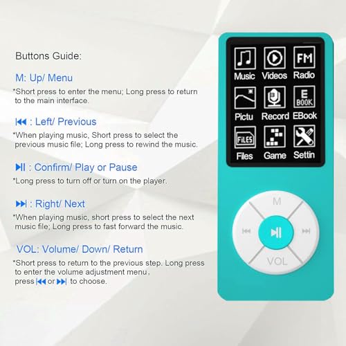 Image of MP3 Player with 32GB TF Card,Built-in HD Speaker,Portable HiFi Music Player with Video /Voice Recorder /FM Radio /Photo Viewer /E-Book Player for Kids