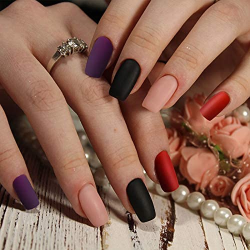 336 Pieces Square False Nails Matte Solid Color Press on Nails Coffin Full Cover Fake Nail Medium Artificial Nail Tips for Women Girl Nail Art Decoration, 14 Sets (Classic Colors)