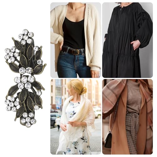 Image of uxcell Vintage Sweater Clips, Cape Cloak Clasp Retro Cardigan Clips Shawl Collar Clasp Dress Shirt Brooch Clip for Women