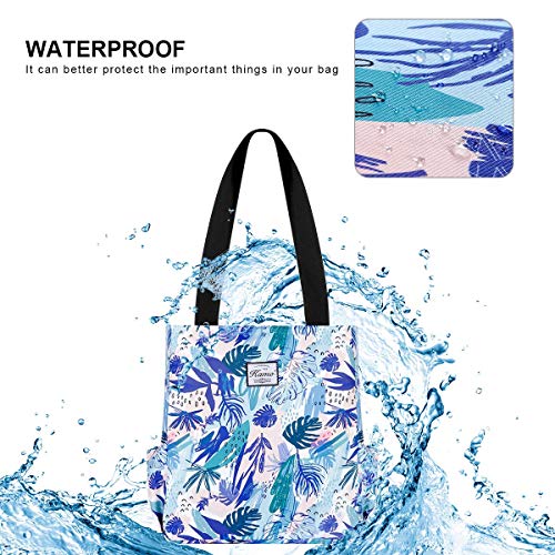 Image of KAMO Floral Tote Bag - Waterproof Lightweight Handbags Travel Shoulder Bag for Hiking Yoga Gym Swimming Travel Beach