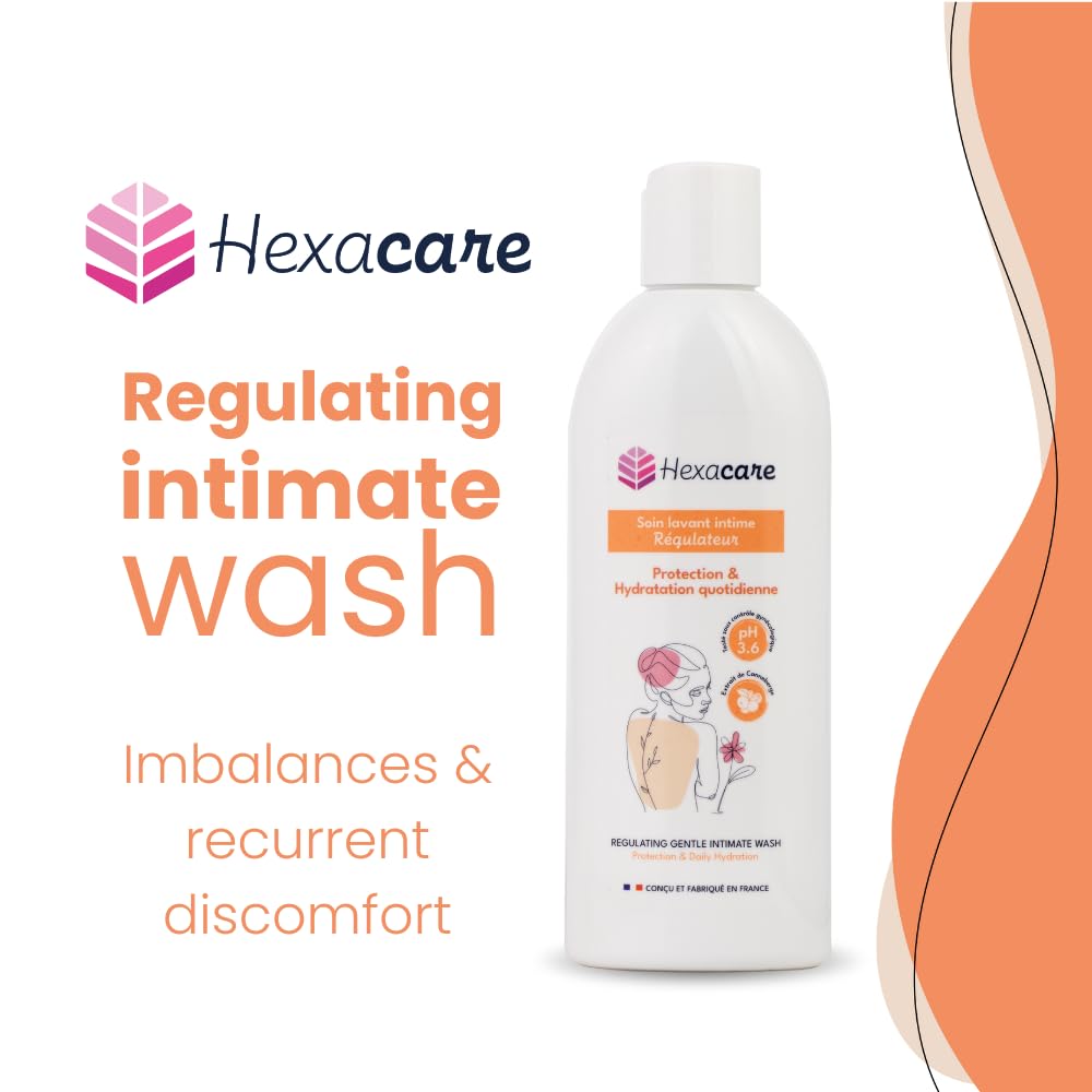 Hexacare pH Balancing Feminine Wash – Intimate Cleanser for Sensitive Skin, Helps with Odor & Discomfort, Cranberry & Lactic Acid, Soap-Free, Made in France, 6.7 Fl Oz