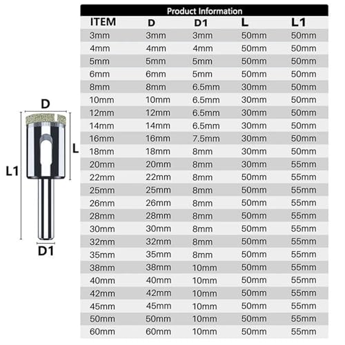 Kit de Brocas Diamante 15/10 pcs 3-50 mm para Vidrio y Azulejo miniatura 6