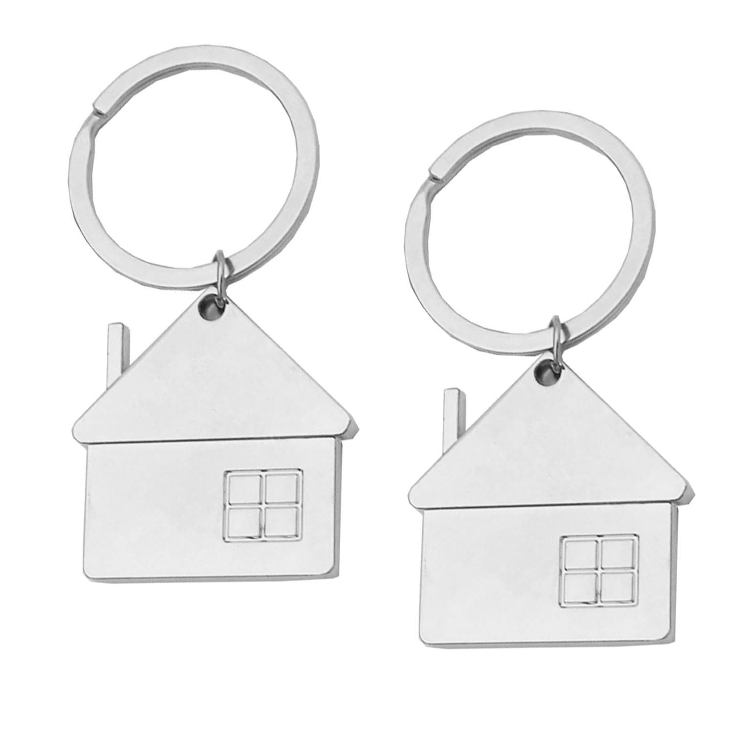 MEMOFYND Juego de 2 llaveros de casa, llaveros de acero inoxidable, llaveros para el hogar, llaveros portátiles, regalos de inauguración de la casa para parejas (plata), plata, Talla única