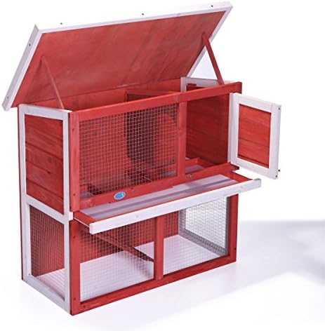 JAXPETY Waterproof 36" Wooden Chicken Coop Hen House Rabbit Wood Hutch Poultry Cage Red