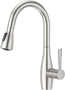 CREA Kitchen Faucet, Kitchen Mixing Faucet, Single Lever, Kitchen Faucet, Shower, 3-Way Water Spout Type, Foam Water Flow, Shower, Strong Cleaning, One Hole Faucet, Telescopic, 360 Degree Rotation