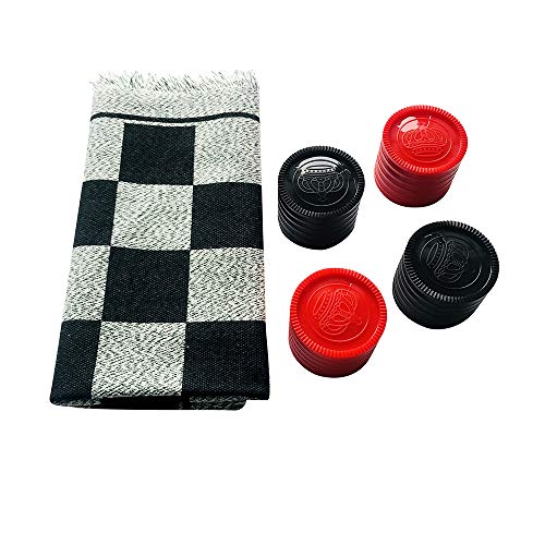 Yuanhe Gaint Checkers Set - Large 3 In 1 Checkers Game Including Tic Tac Toe Game With Reversible Rug, Calssic Indoor Outdoor Yard Games For Family #TOP4