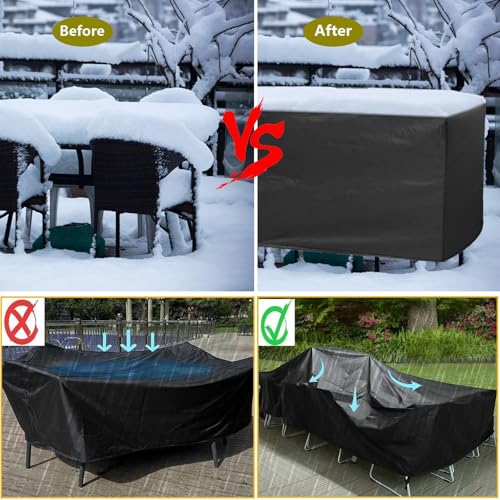 Housse de table rectangulaire HeavyDu bâche de protection pour terrasse et jardin