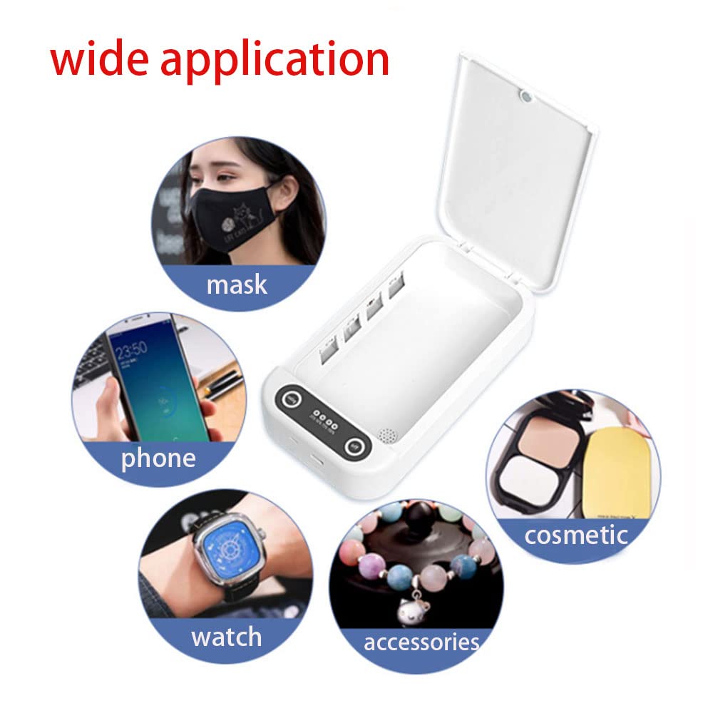 TopHomer Boîte désinfectante à lumière UV, multifonction pour téléphone portable, clés, masque, fonction d'aromathérapie, chargement USB, blanc