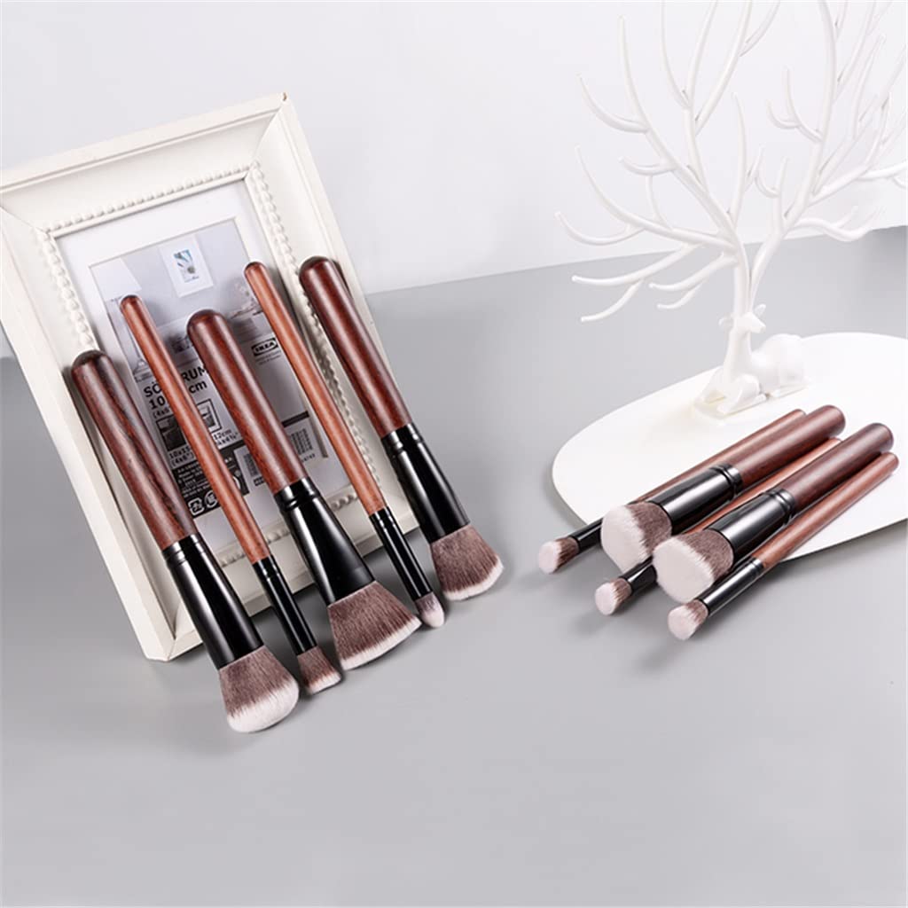 Juego de brochas de Maquillaje, 10 Uds., brocha de Madera para Colorete en Polvo, brocha para Mezclar Sombra de Ojos, Herramienta de maquillaj