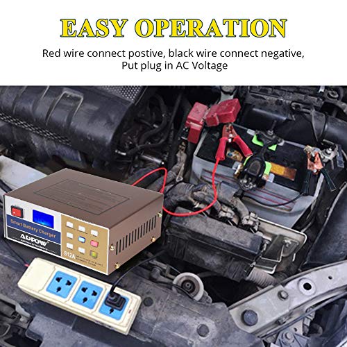 Adpow Automotive Smart Battery Charger 12V 24V 12A Automatic Car Battery Maintainer Intelligent Pulse Repair For Boat Marine Truck Lawn Mower Deep Cycle Battery With Terminal Clean Brush #TOP3
