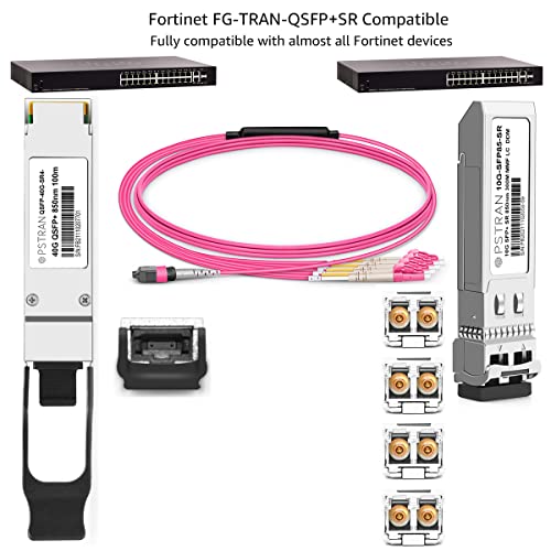 Image of 40GBASE-SR4 QSFP+ Optical Transceiver Module Compatible with Fortinet FG-TRAN-QSFP+SR 850nm 100m DDM MPO-12 /UPC MMF