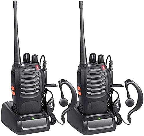 Baofeng BF-888S Ham Two Way Radio, Walkie Talkie with Rechargeable Battery Headphone Wall Charger Long Range 16 Channels (2 Pack)