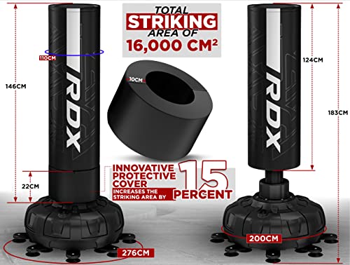 Image of RDX XXL 330LBS Freestanding Punching Bag with Cover & Gloves - 72 inch Adult Heavy Pedestal Punch Bag Set - 17 Suction Cup 8 Extended Legs Stand Base - Kick Boxing MMA Home Gym Fitness