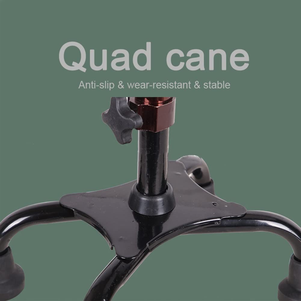 Bastón cuádruple para Hombres y Mujeres, bastón Ajustable con botón con Base de 4 Patas, tamaño Alto 140-190 cm, 110kg máx (Color : Traditional Handle)